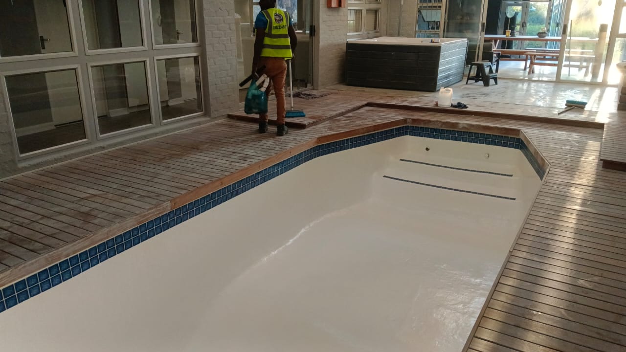 Swimming pool with a smooth finished surface after refurbishment in Cape Town